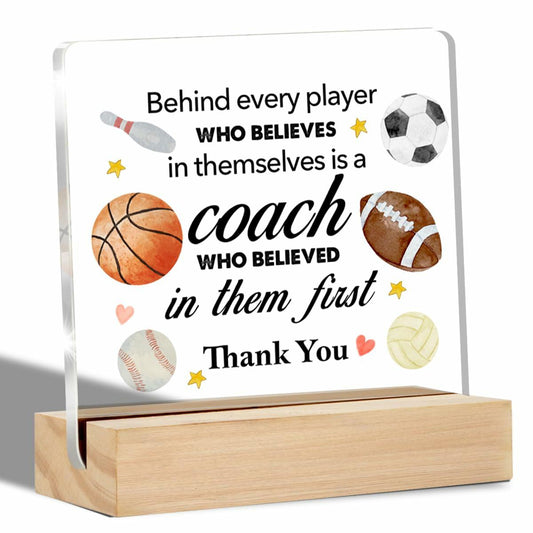 Thank You Coach Gifts Clear Acrylic Desk Sign with Stand Office Decor