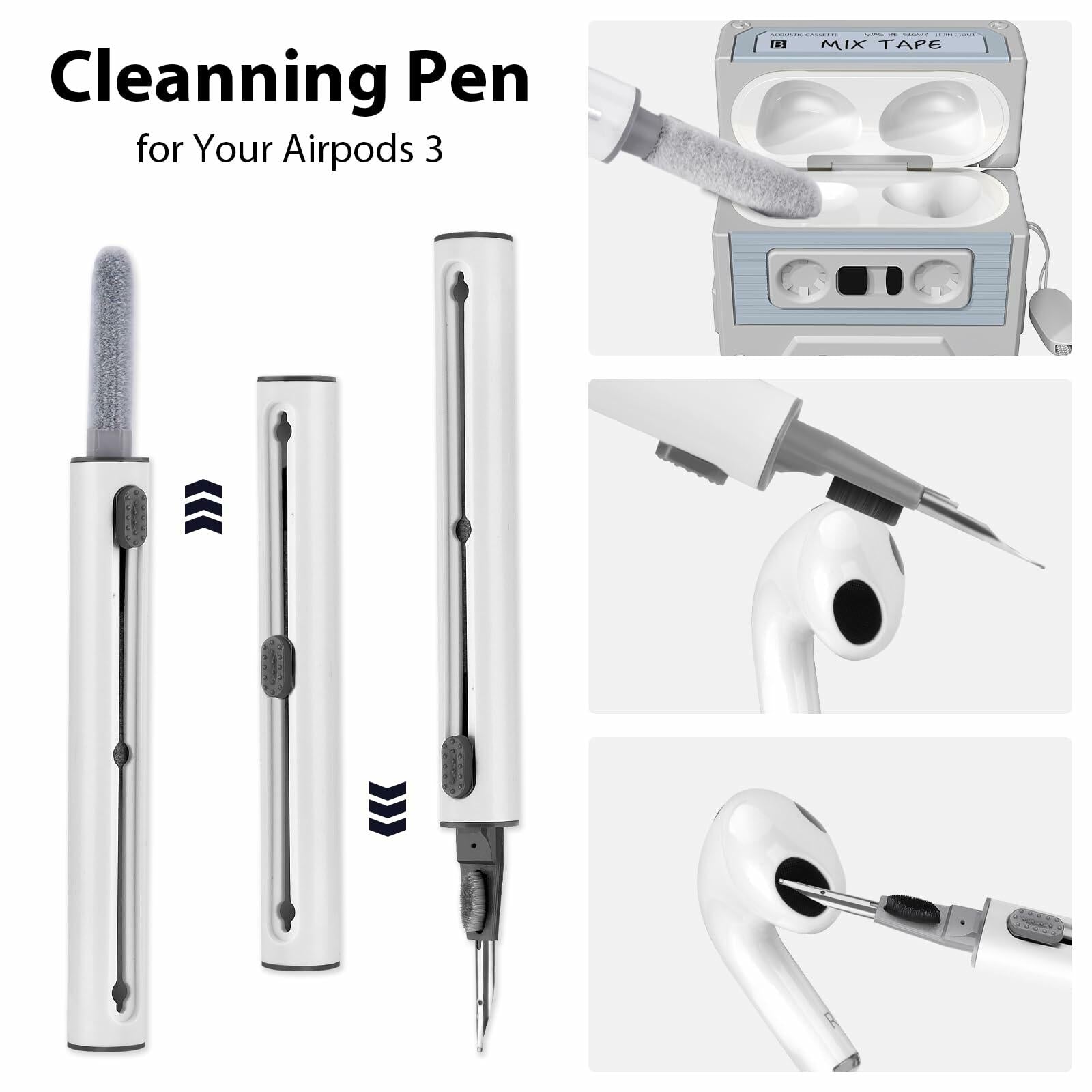 MOFREE AirPods 3 Case Cover Cassette Tape Design Soft Silicone Off-White