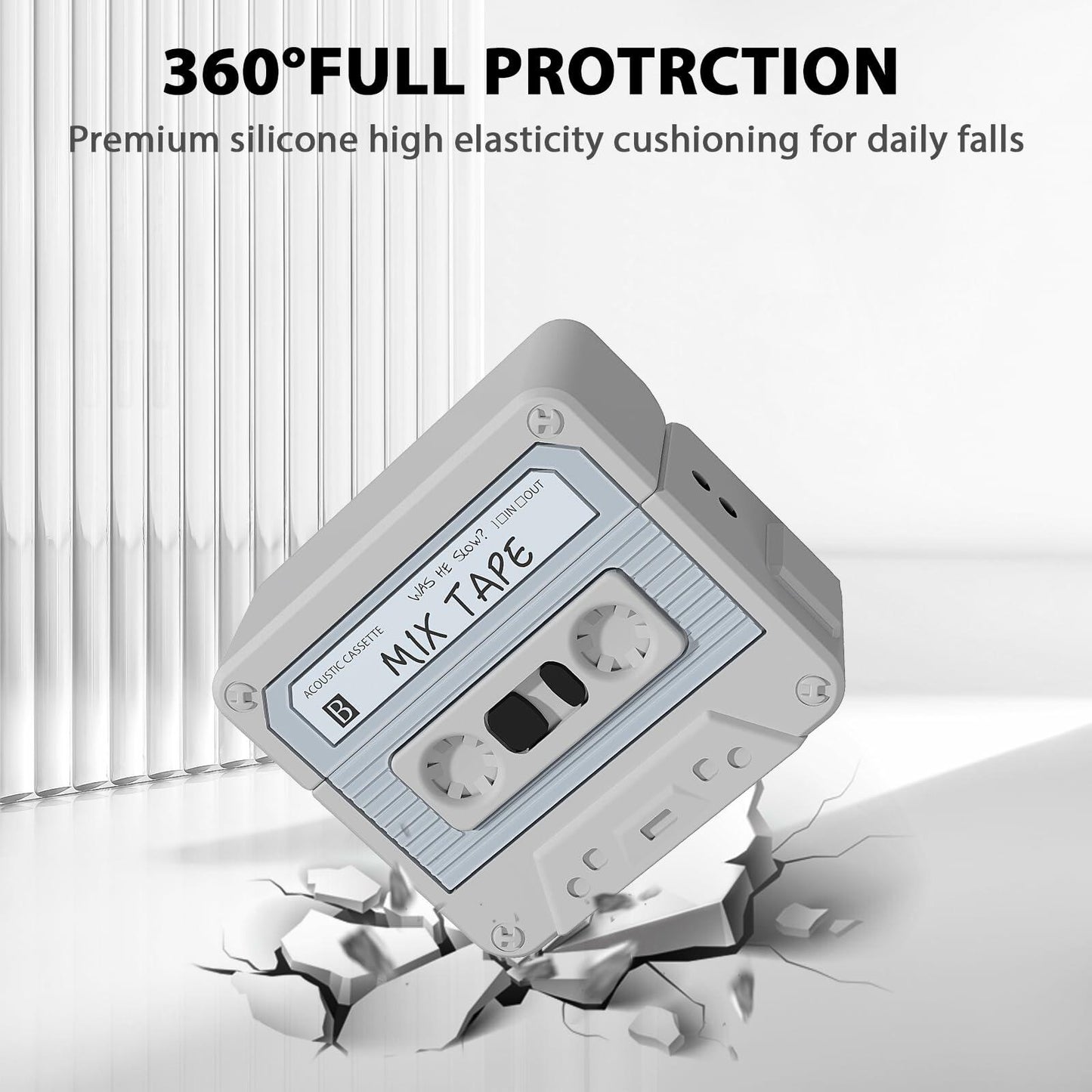 MOFREE AirPods 3 Case Cover Cassette Tape Design Soft Silicone Off-White