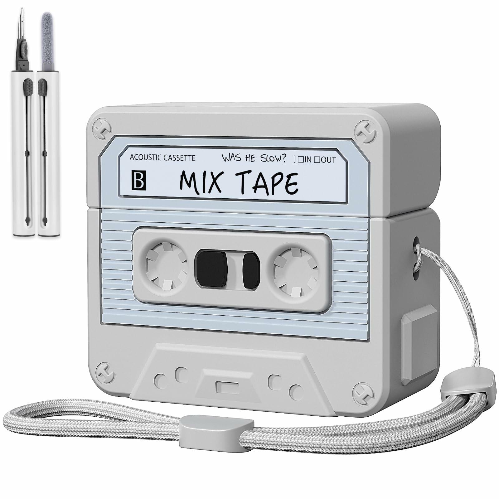 MOFREE AirPods 3 Case Cover Cassette Tape Design Soft Silicone Off-White