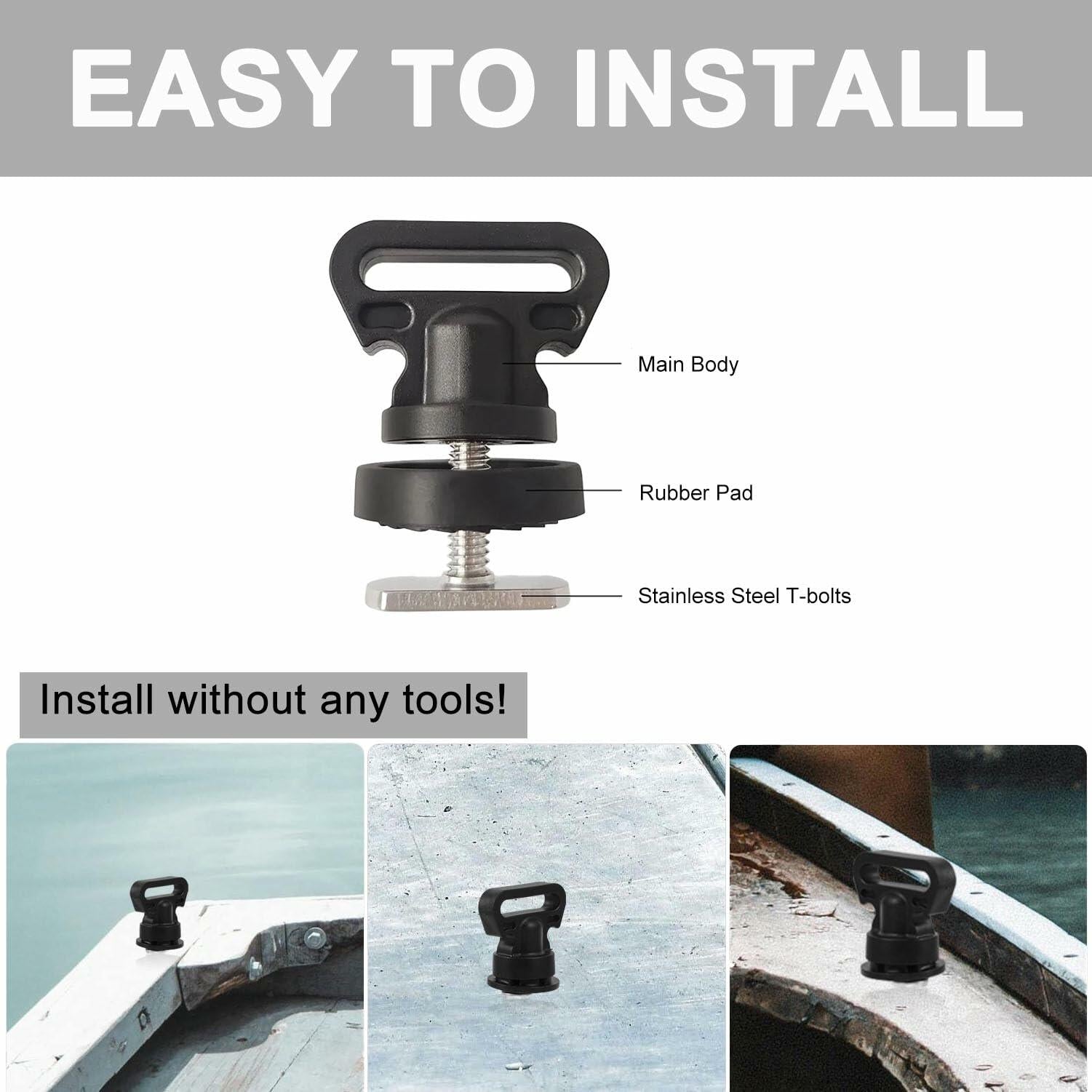 Thorn Track Mount Tie Down Eyelets M6 316 Stainless Steel Pack of 6