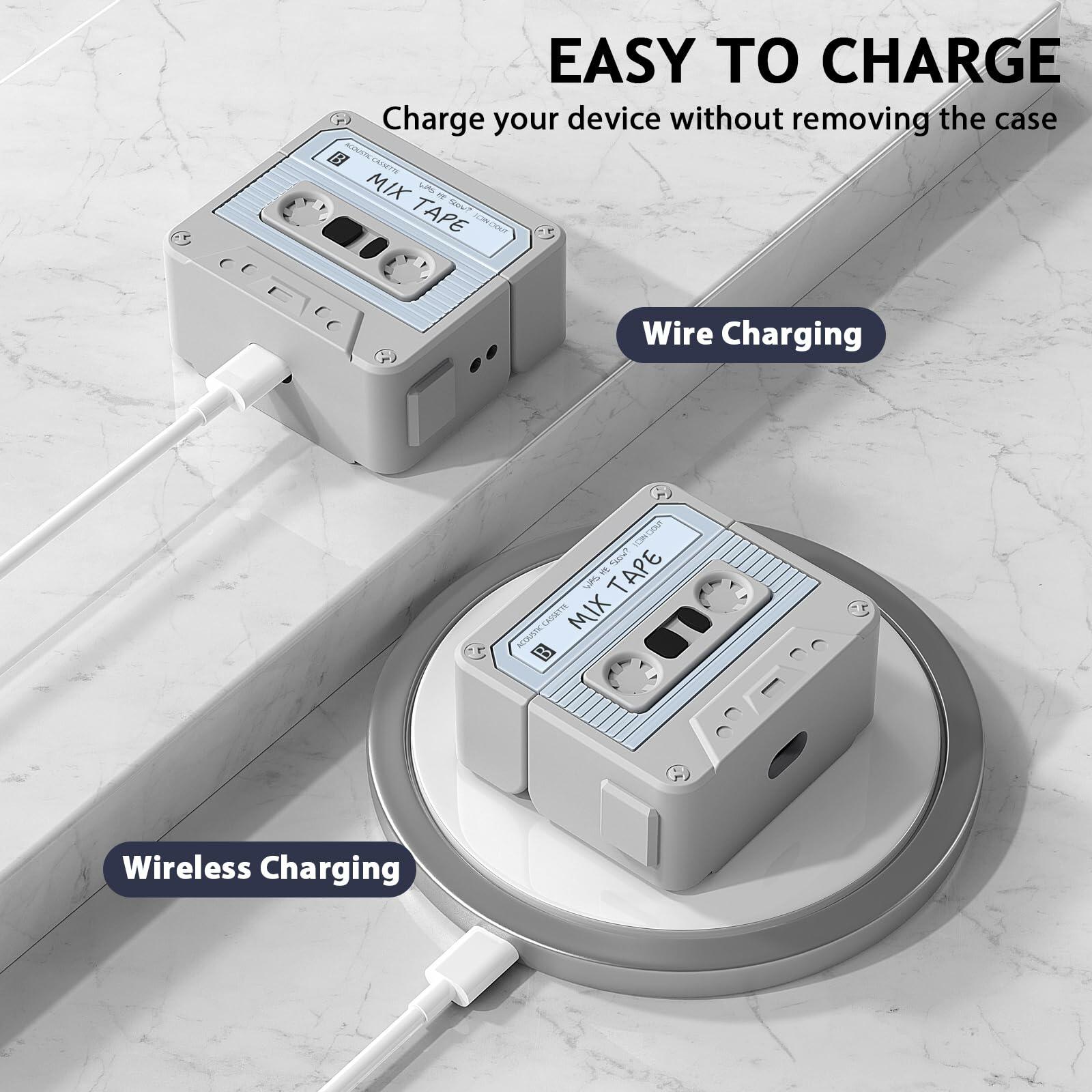 MOFREE AirPods 3 Case Cover Cassette Tape Design Soft Silicone Off-White