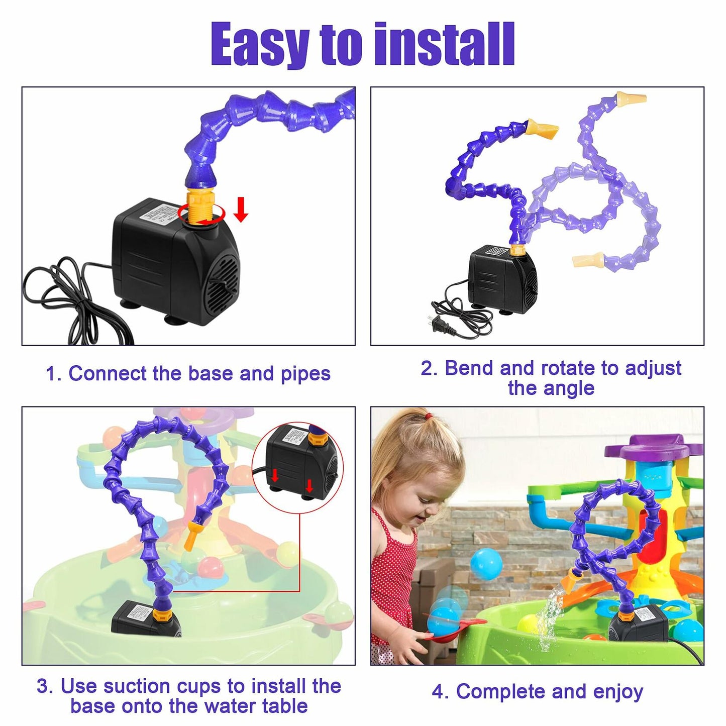 Xxzhiho Summer Water Table Pump Outdoor Game Accessory 2 Plug One Way