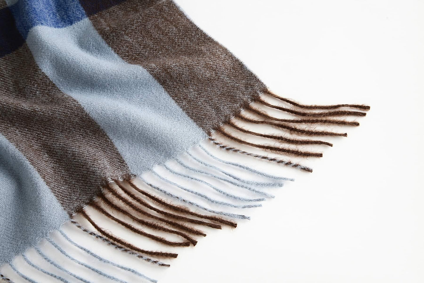 Women's Faux Cashmere Plaid Scarf Blue Ultra-Soft Winter Wrap