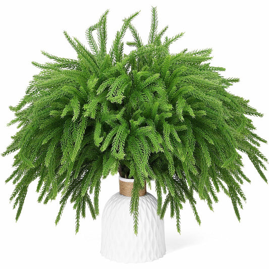 Mkway 16 Pcs Norfolk Pine Branches 18in Artificial Greenery Christmas Decor
