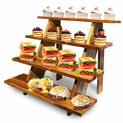 Cloud Maison Acacia Wood 4 Tier Display Stand Rustic Brown Versatile