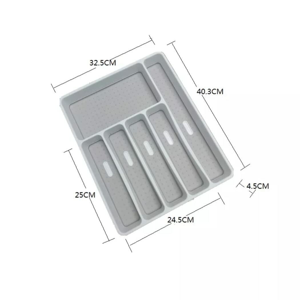 Large Silverware Tray 6-Compartment White Kitchen Drawer Organizer BPA-Free