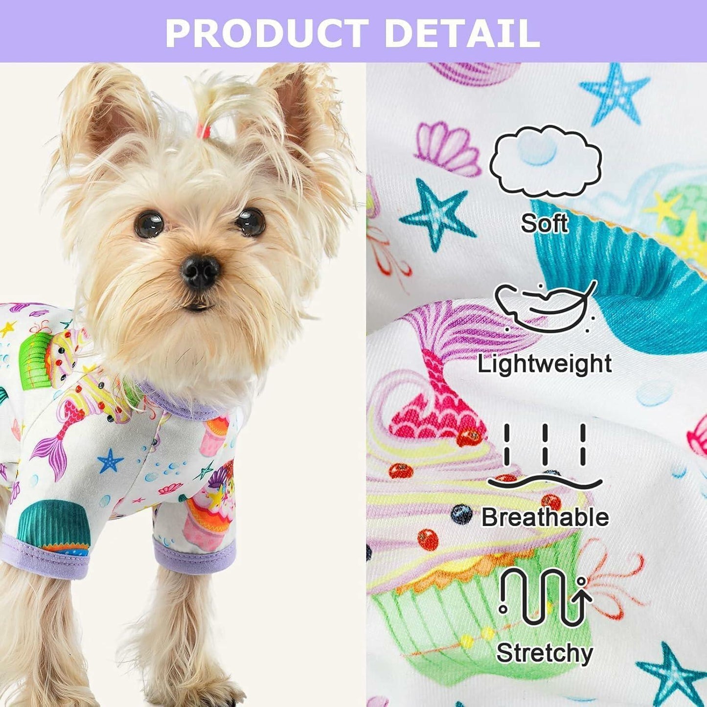 Dog Pajamas Small Chihuahua Yorkie Teacup Puppy Soft Pet Clothes Size S