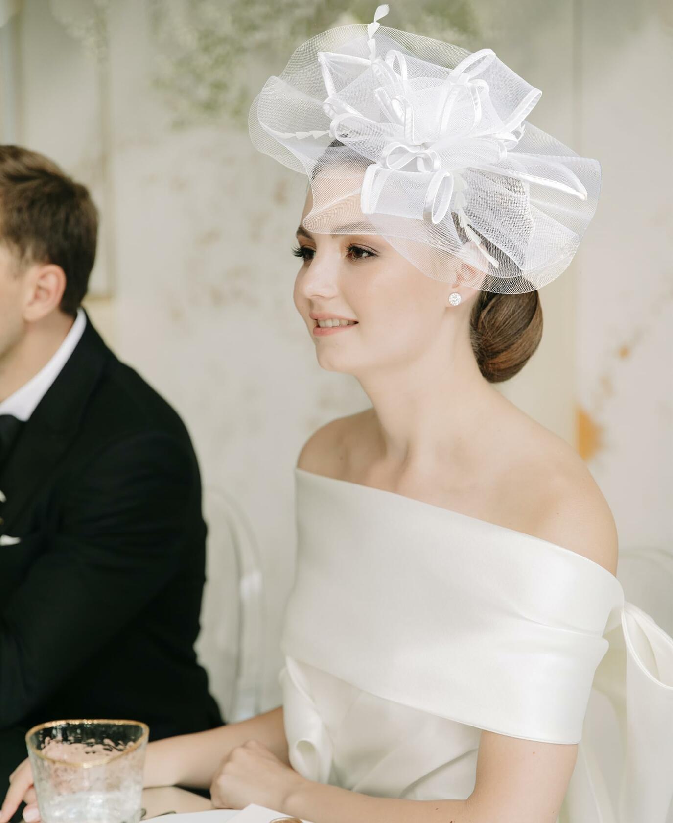 Kidukso Vintage 1920s 50s Fascinator Hat Women White Tea Party Derby