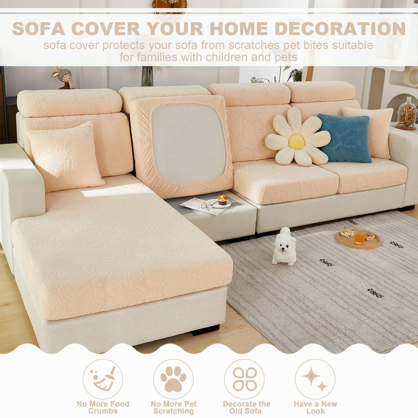 Universal Sofa Cover Stretch Slipcover Anti-Slip L Shape Large Grey