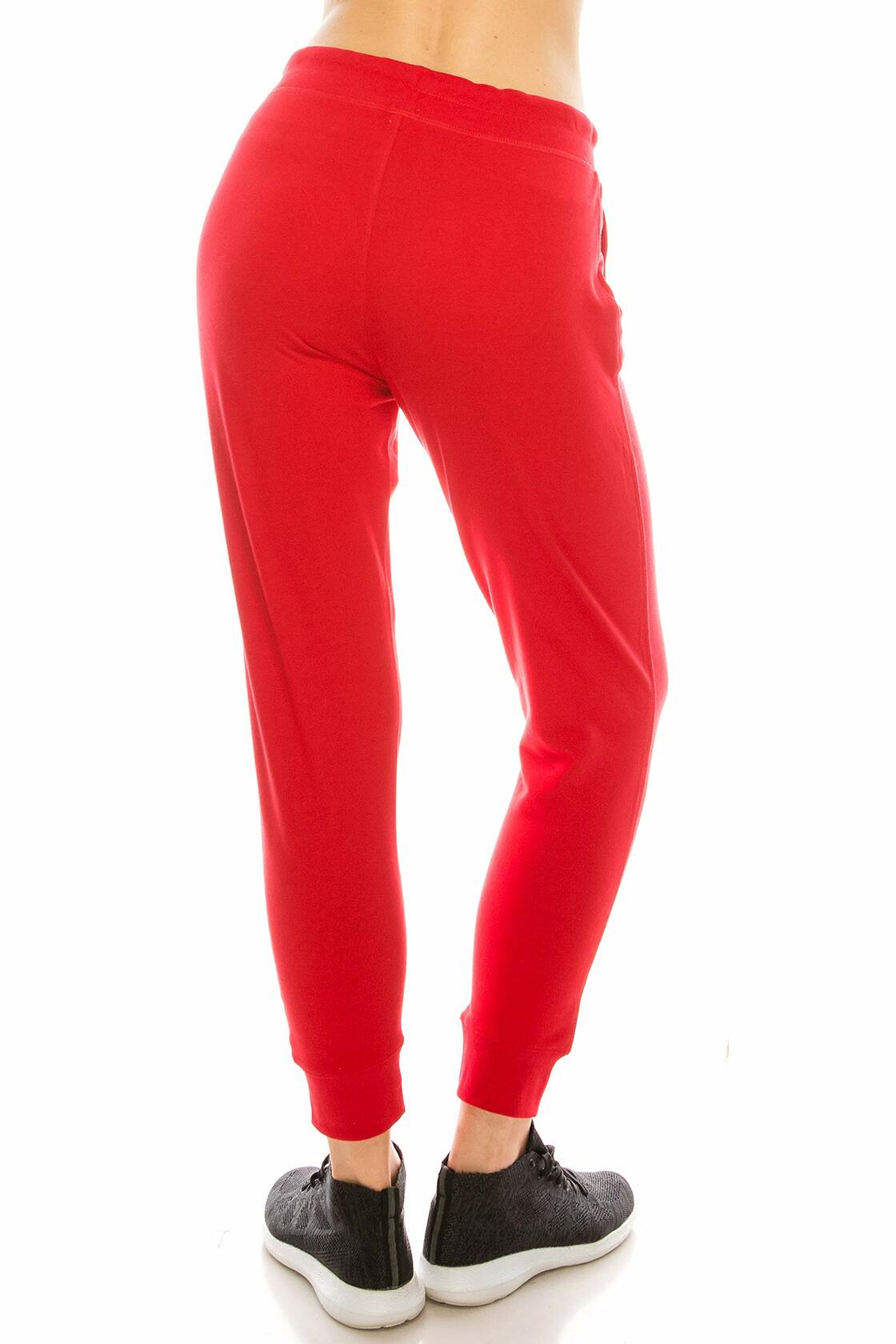 Women's Casual Jogger Pants Sweatpants Elastic Waist Red Size M