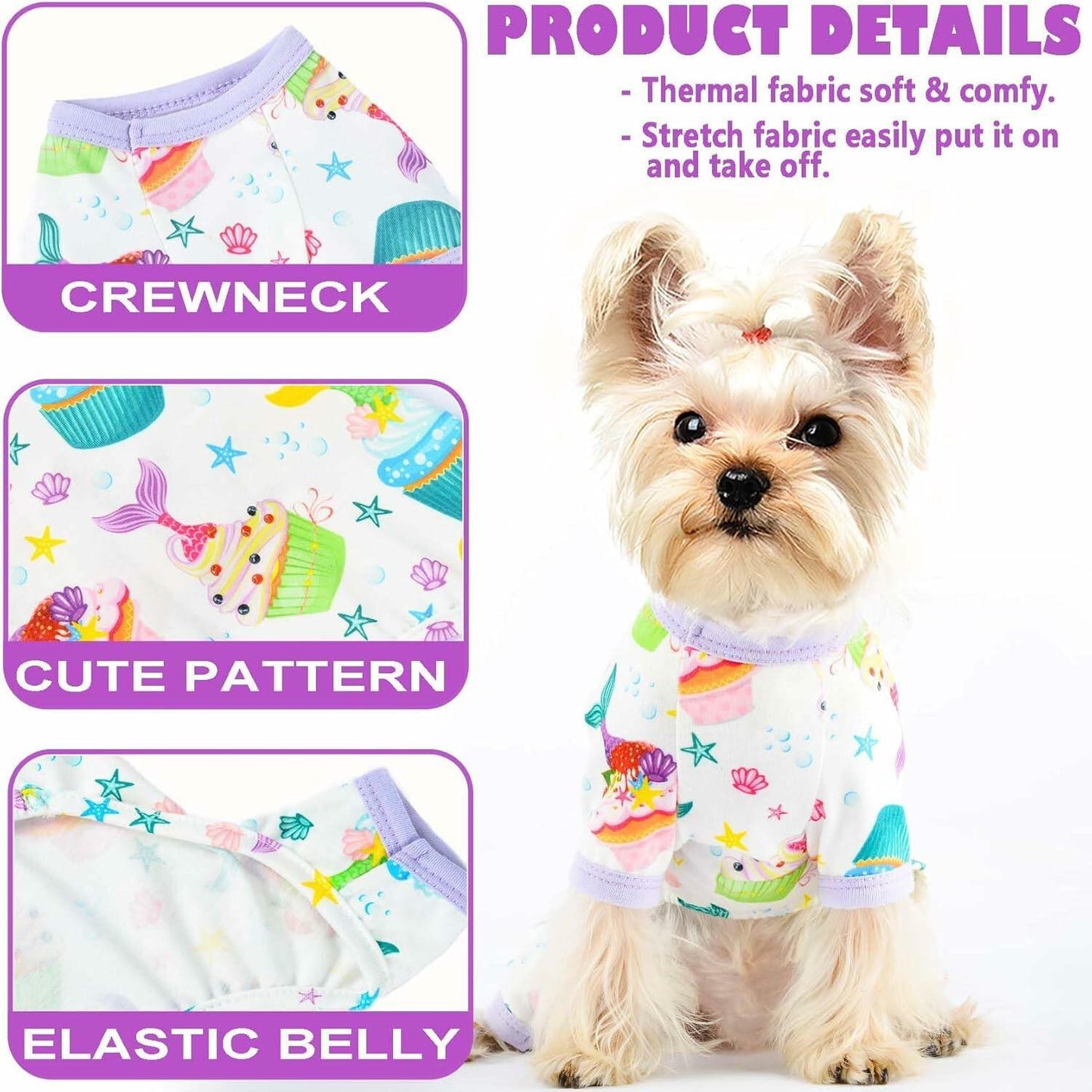 Dog Pajamas Small Chihuahua Yorkie Teacup Puppy Soft Pet Clothes Size S