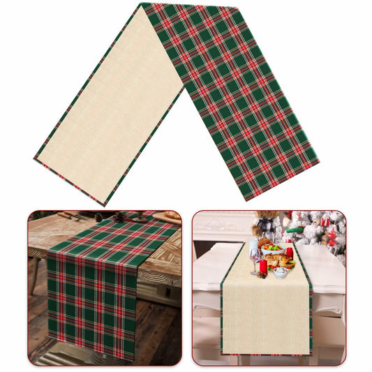 Buffalo Plaid Cotton Table Runner Reversible Red Green 14x84 Inch