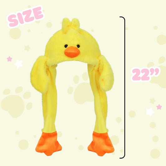 Bubblepompom Duck Plush Hat with Ears Yellow 22" Size 22"