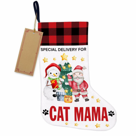 TSUYAWU Cat Mama Christmas Stocking Holiday Decoration 18x12 Inch
