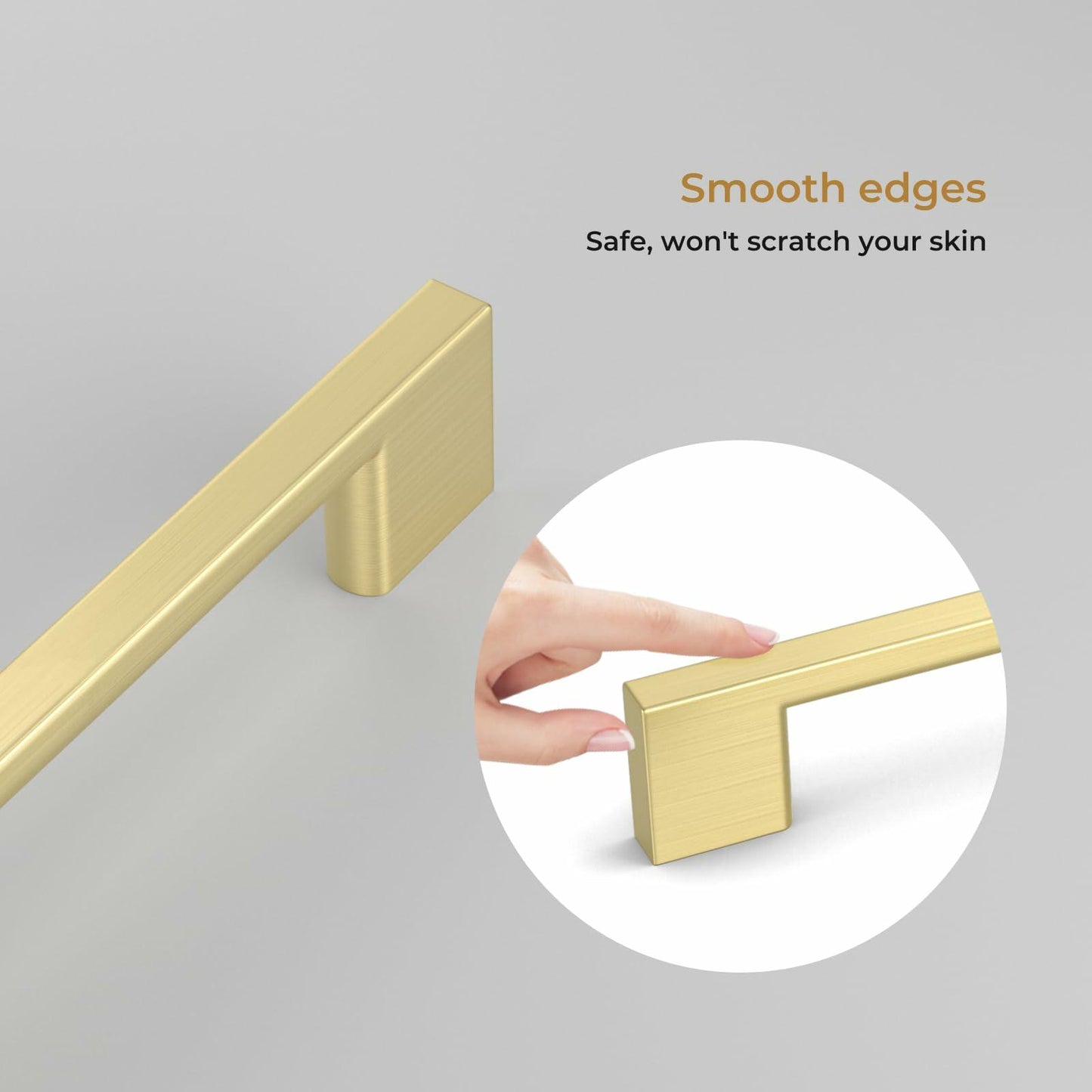 Haliwu 6 Pack Brushed Gold Cabinet Handles 3-3/4 Inch Hole Center