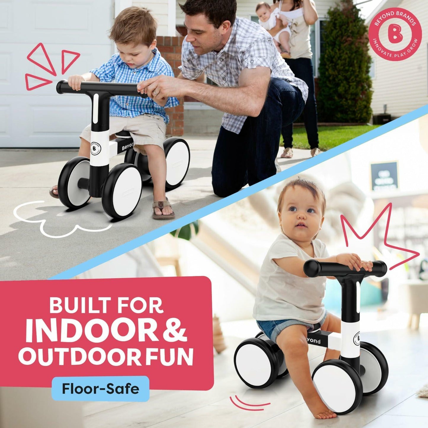 Balance Bike Lightweight Toddler 12-18 Months Non-Slip Wheels Black