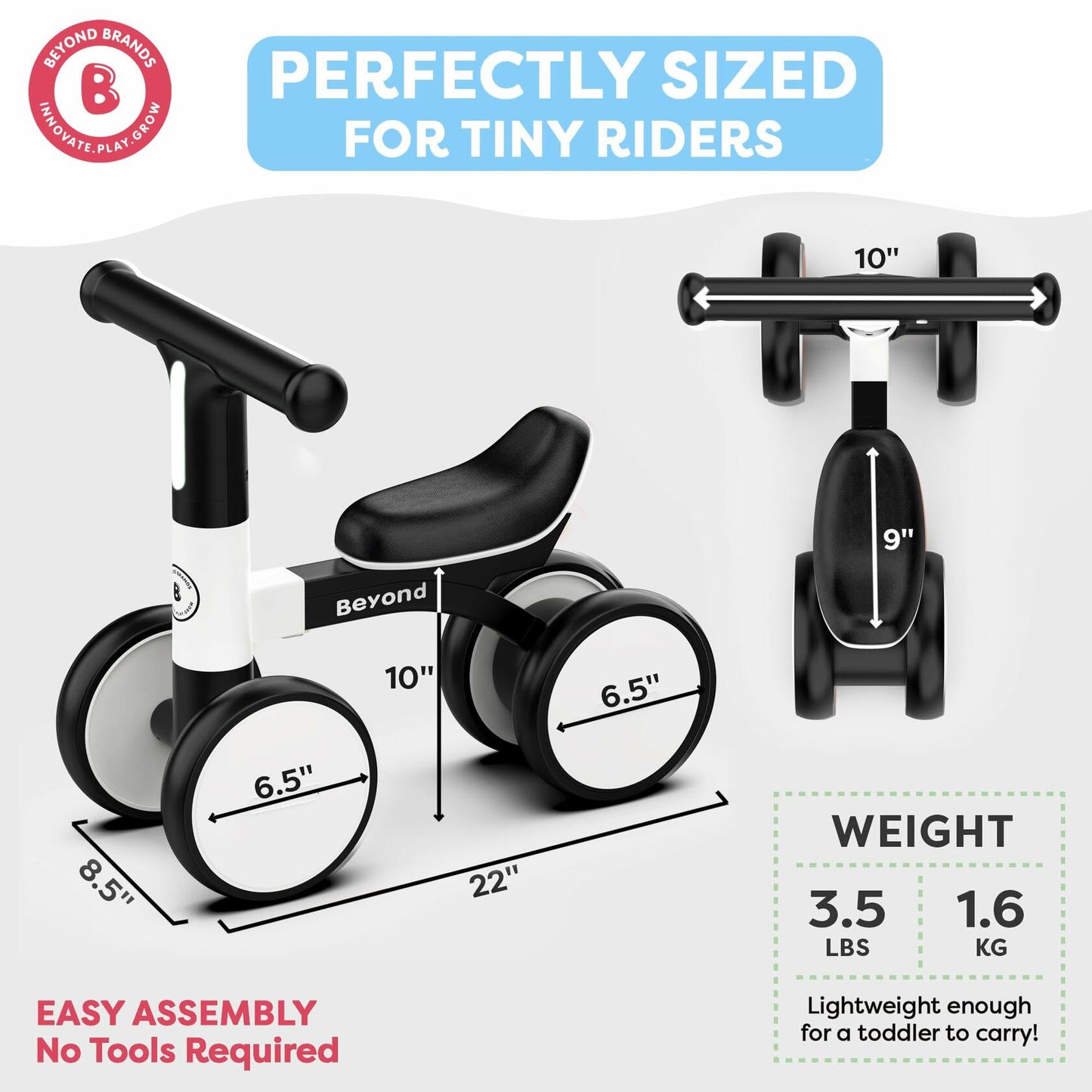 Balance Bike Lightweight Toddler 12-18 Months Non-Slip Wheels Black