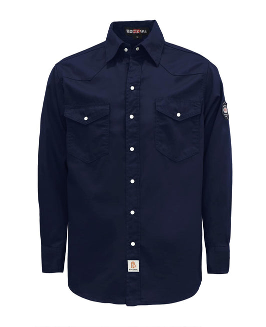 BOCOMAL FR Men's Lightweight Flame Resistant Welding Shirt Navy Size M