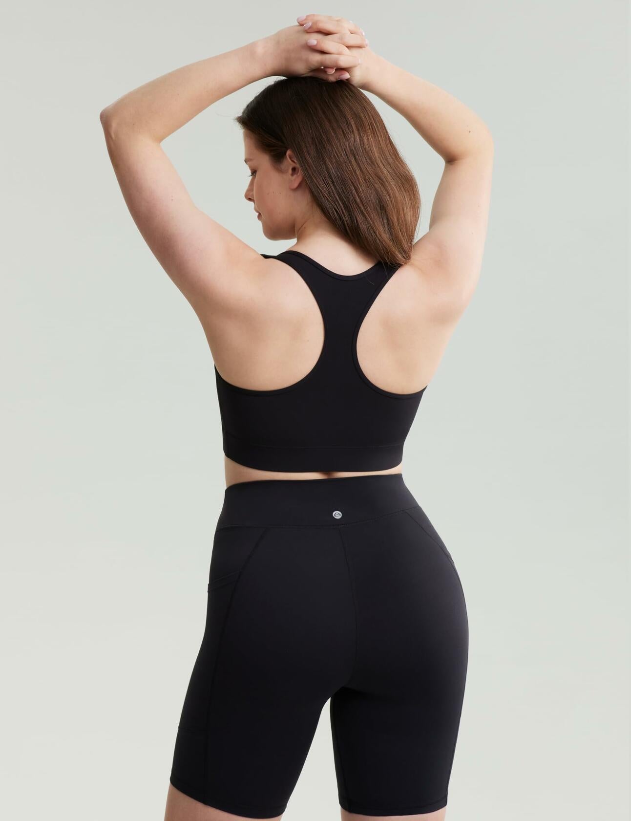 POSHDIVAH Nursing Bra Front Zip Padded Maternity Sports Tank Top Black Size M