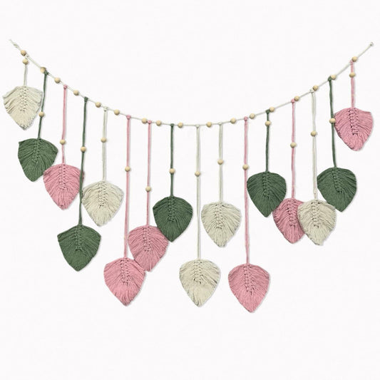 Nature-Inspired Macrame Leaf Wall Hanging Boho Green Tapestry 47.2x30"