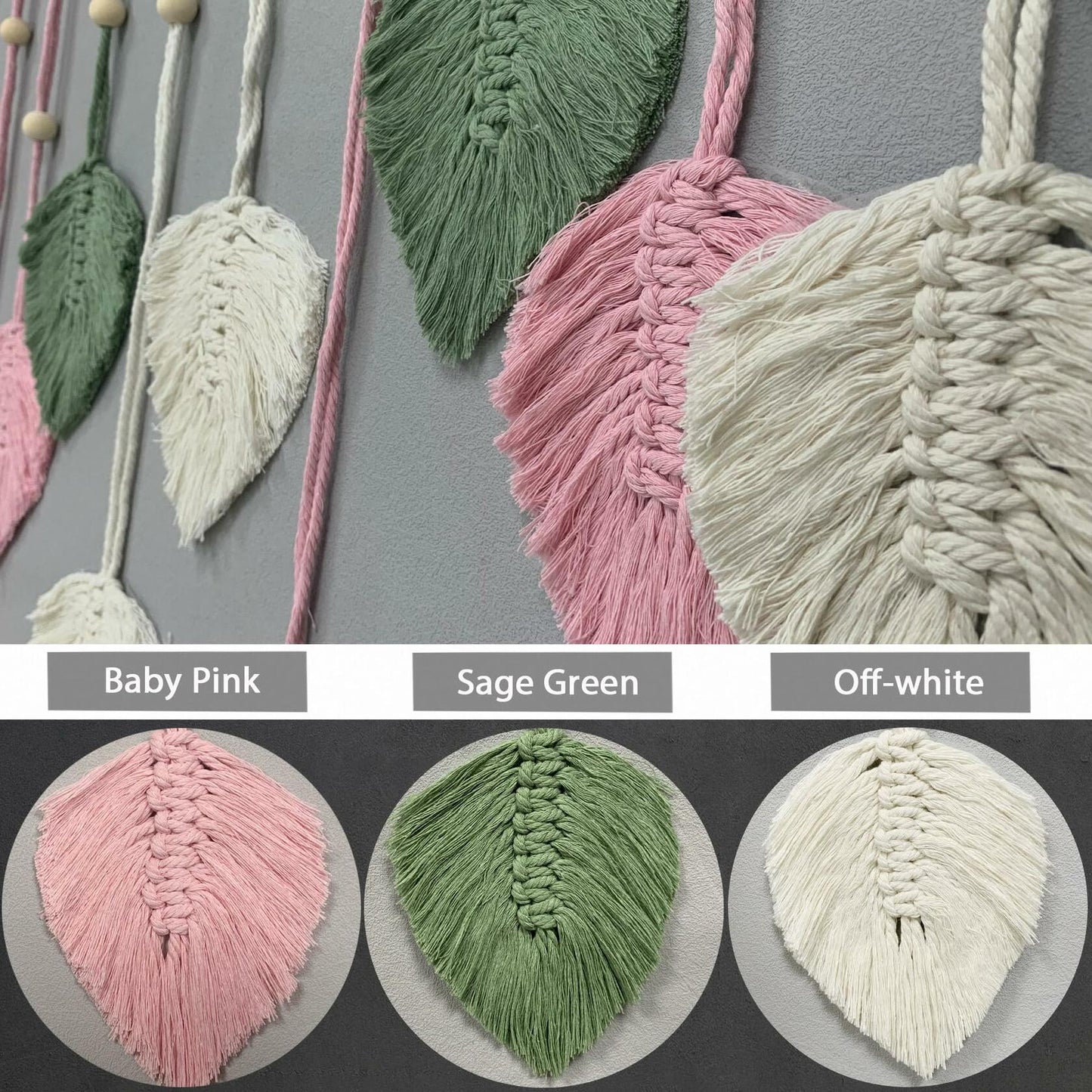 Nature-Inspired Macrame Leaf Wall Hanging Boho Green Tapestry 47.2x30"
