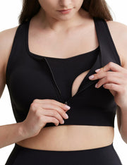 POSHDIVAH Nursing Bra Front Zip Padded Maternity Sports Tank Top Black Size M
