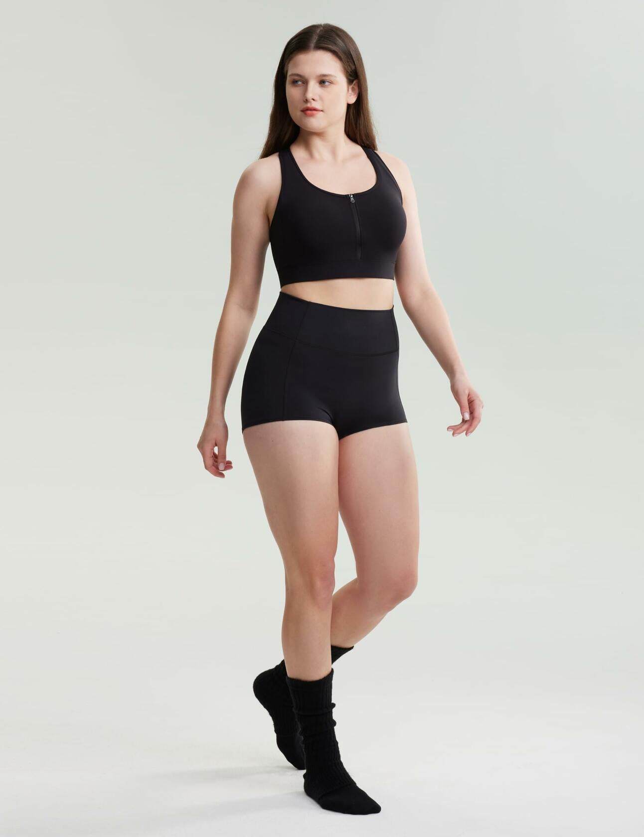 POSHDIVAH Nursing Bra Front Zip Padded Maternity Sports Tank Top Black Size M