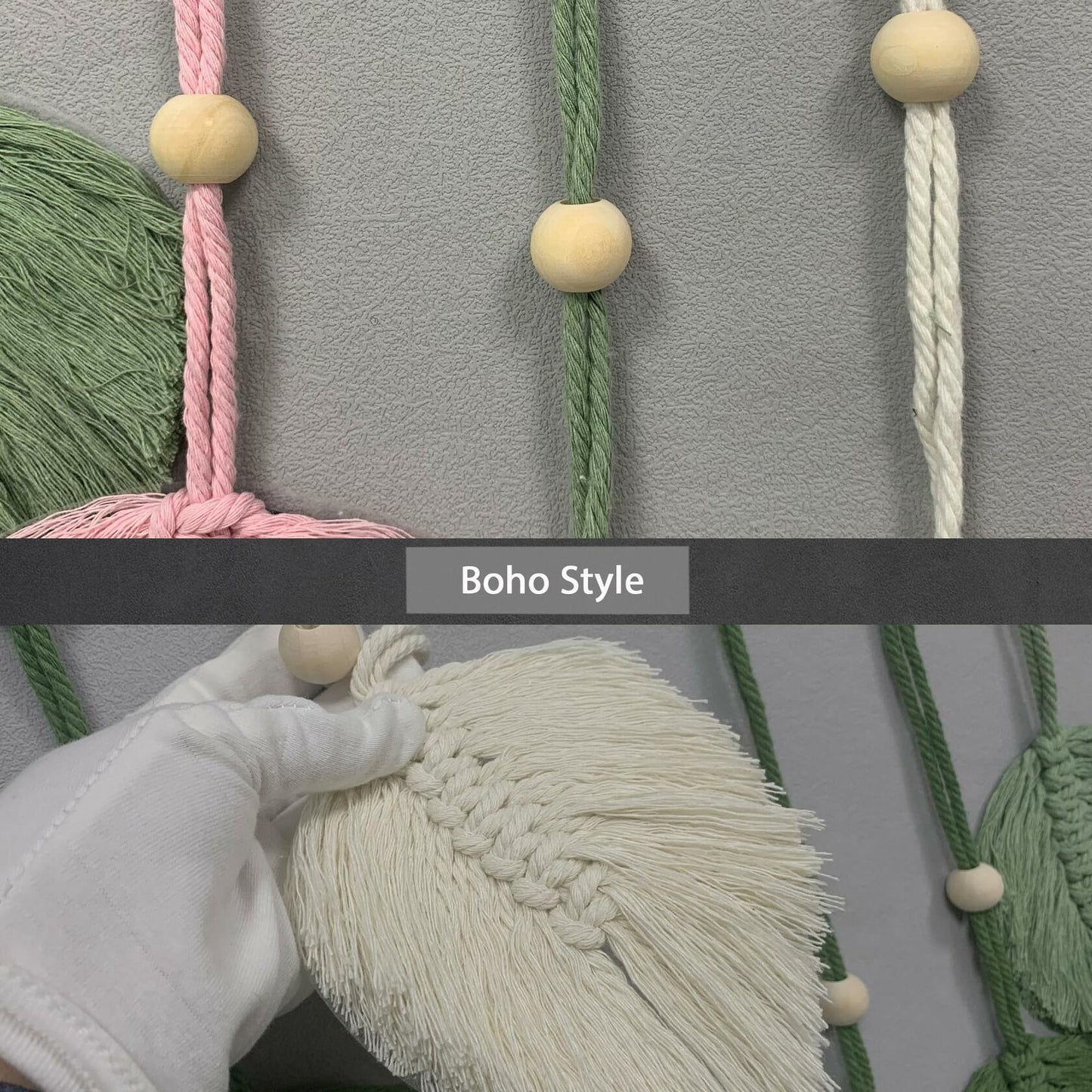 Nature-Inspired Macrame Leaf Wall Hanging Boho Green Tapestry 47.2x30"