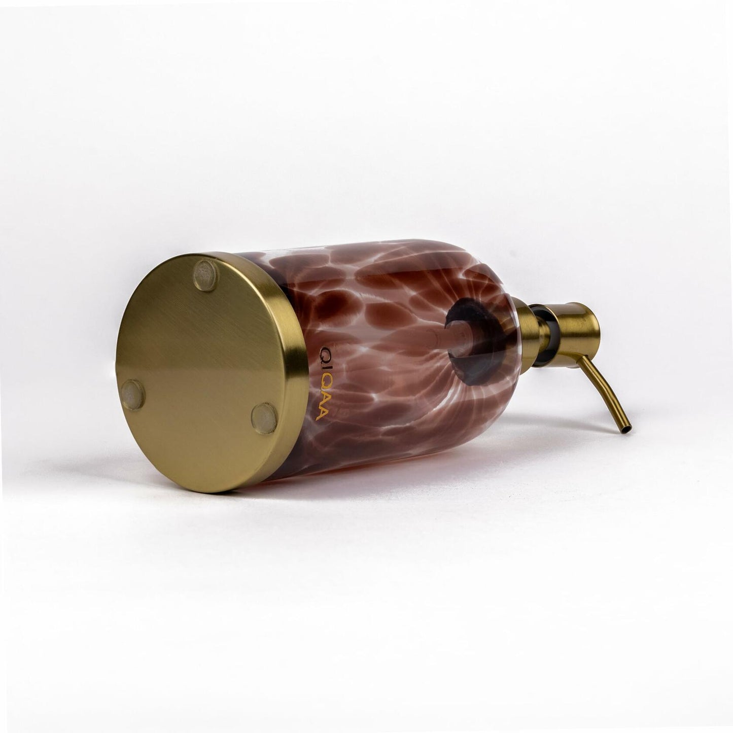 Tortoise Glass Soap Dispenser Vintage 4x8.25 for Bathroom Kitchen Handmade