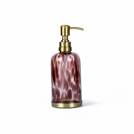Tortoise Glass Soap Dispenser Vintage 4x8.25 for Bathroom Kitchen Handmade