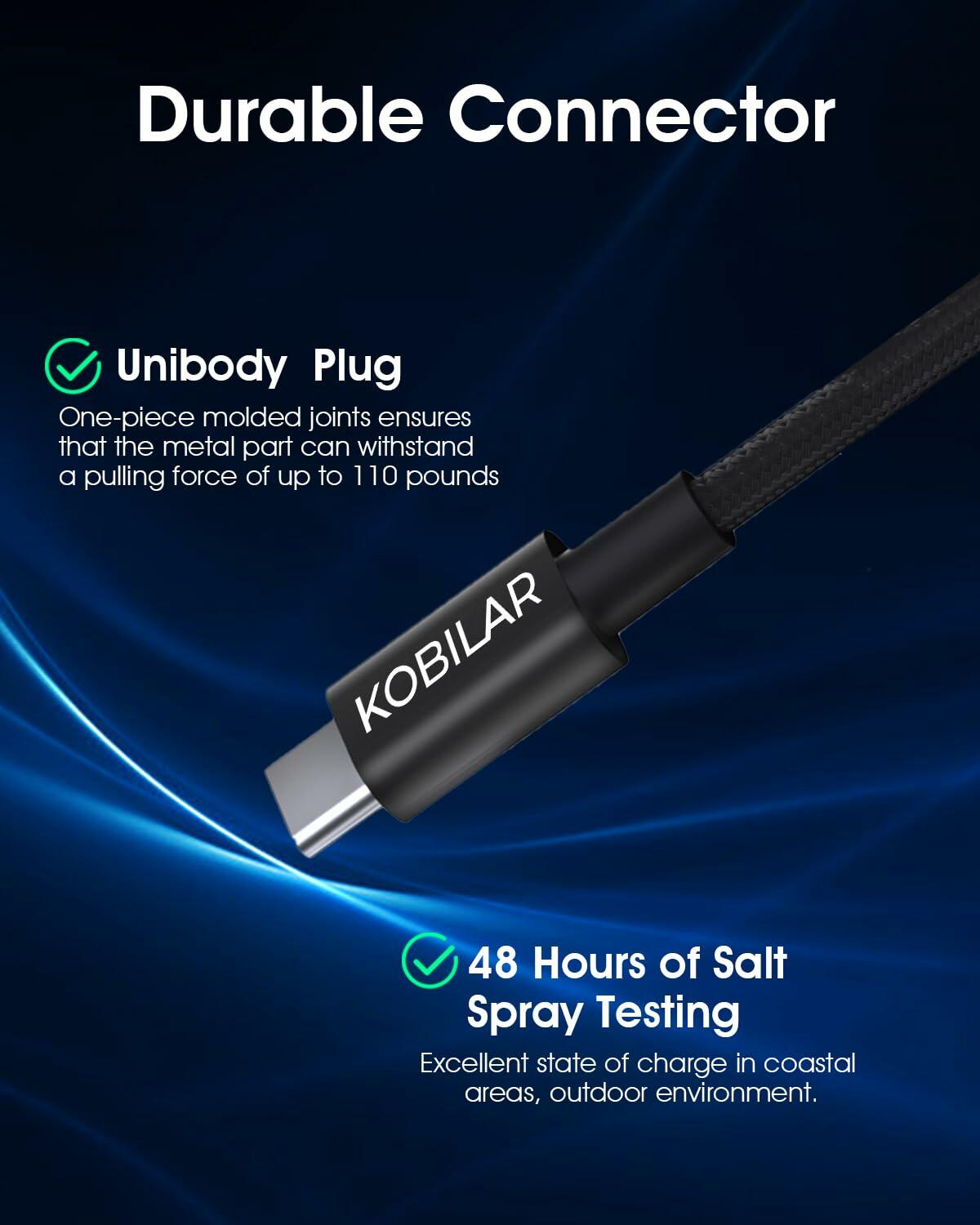 Kobilar USB C to USB C Cable 60W Fast Charging 3 Pack Multi-Length