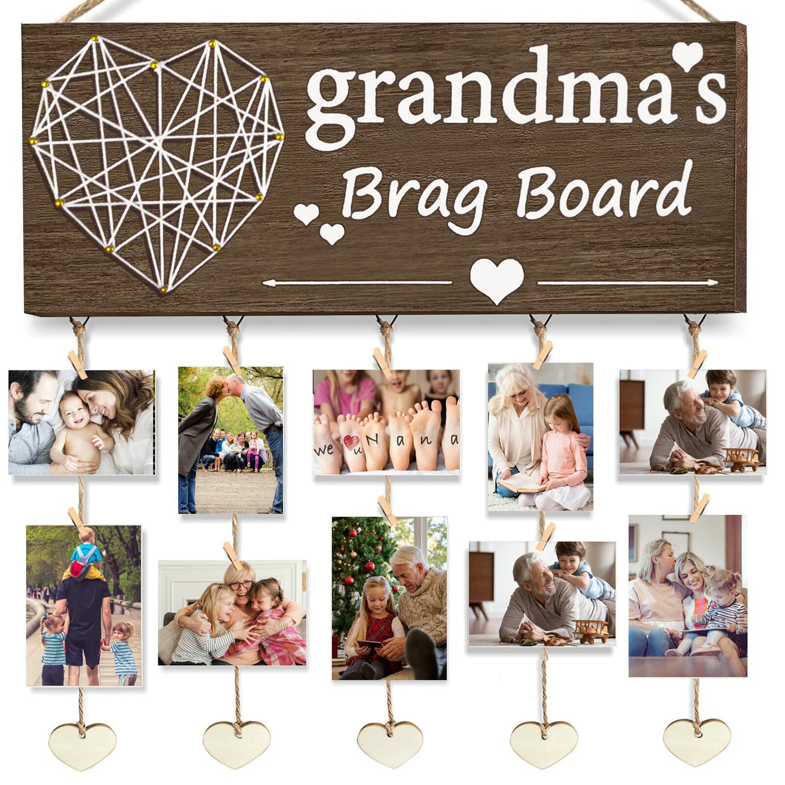 Gaoikerr Grandma's Brag Board Picture Frame Gift Black Grandkids Display
