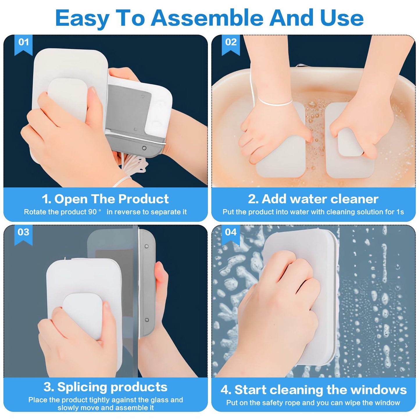 Magnetic Windshield Cleaner Tool Double-Sided Glass Wiper Car Window