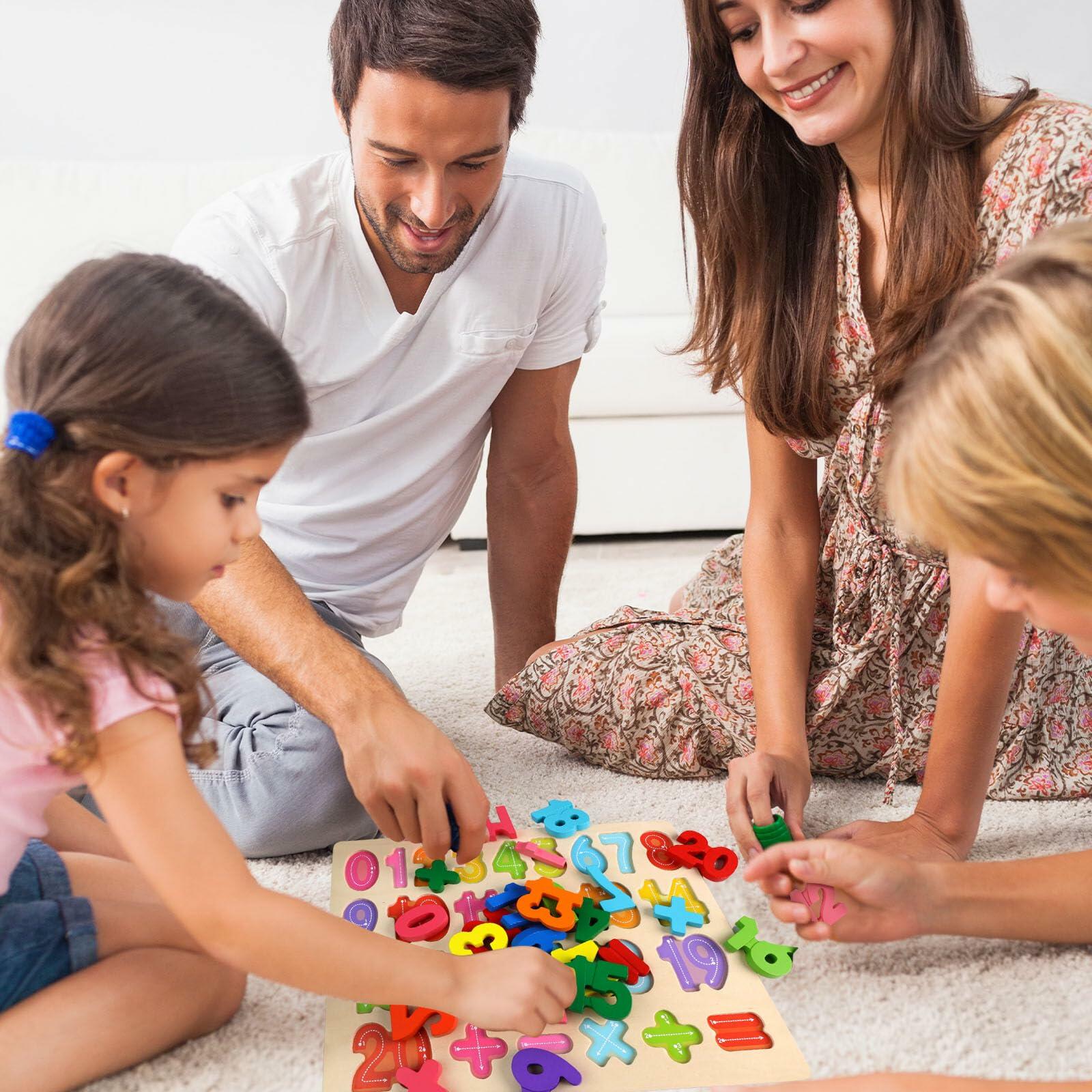 LovesTown Montessori Wooden Number & Shape Puzzles Kids Educational Toy