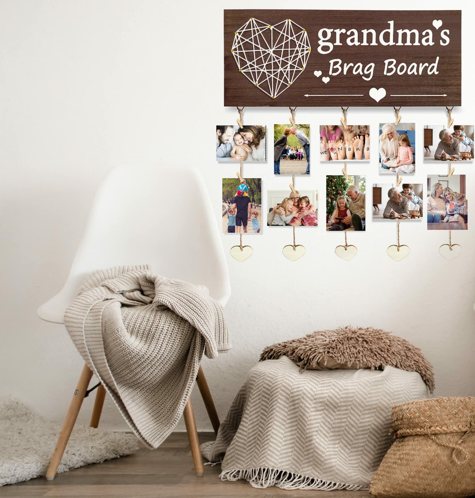 Gaoikerr Grandma's Brag Board Picture Frame Gift Black Grandkids Display