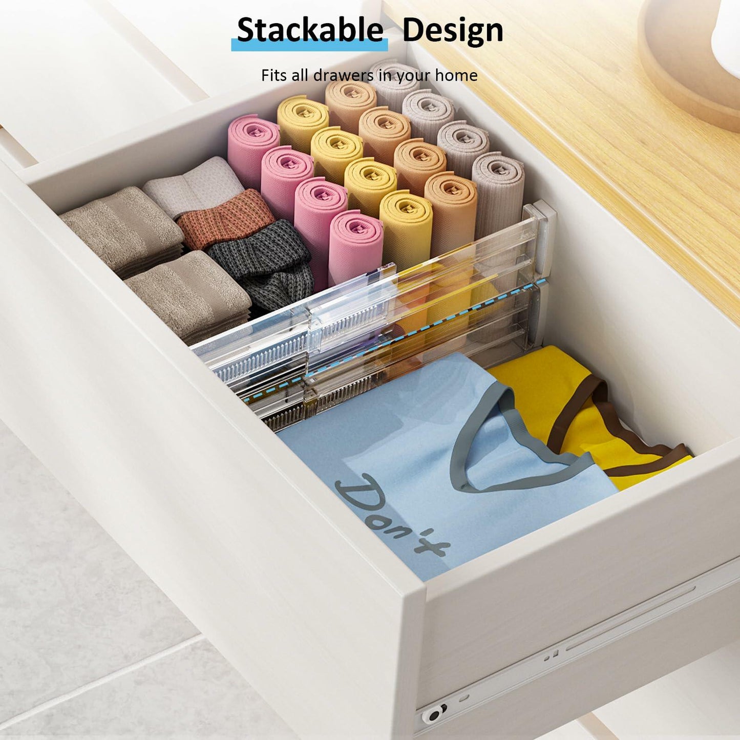 Optish 12 Pack Adjustable Drawer Dividers 12-21" Clear 3.2" High
