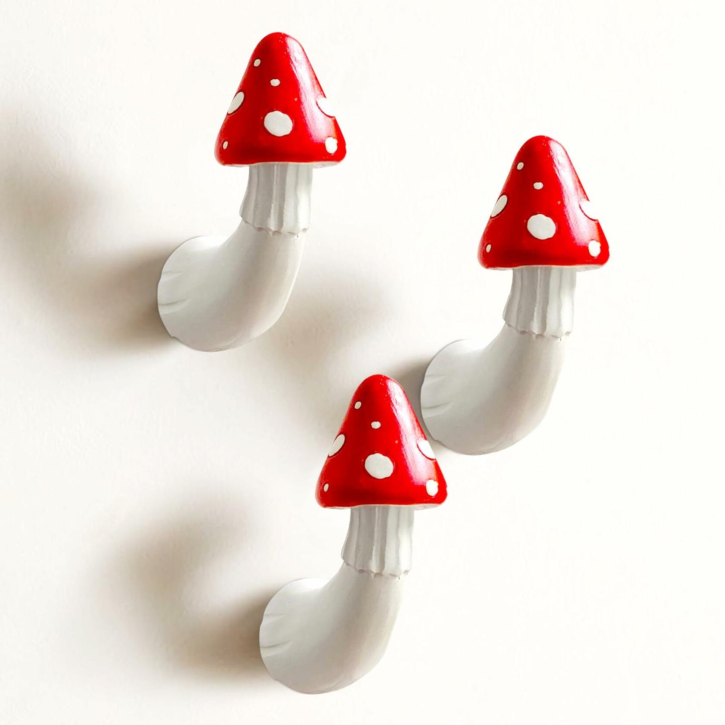 Shrumiez Mushroom Wall Hook 3 Pack Holds 20lbs Whimsical White