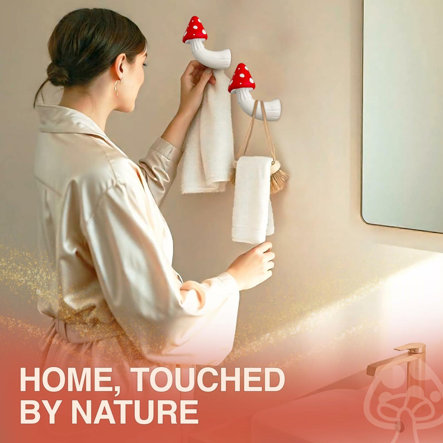 Shrumiez Mushroom Wall Hook 3 Pack Holds 20lbs Whimsical White