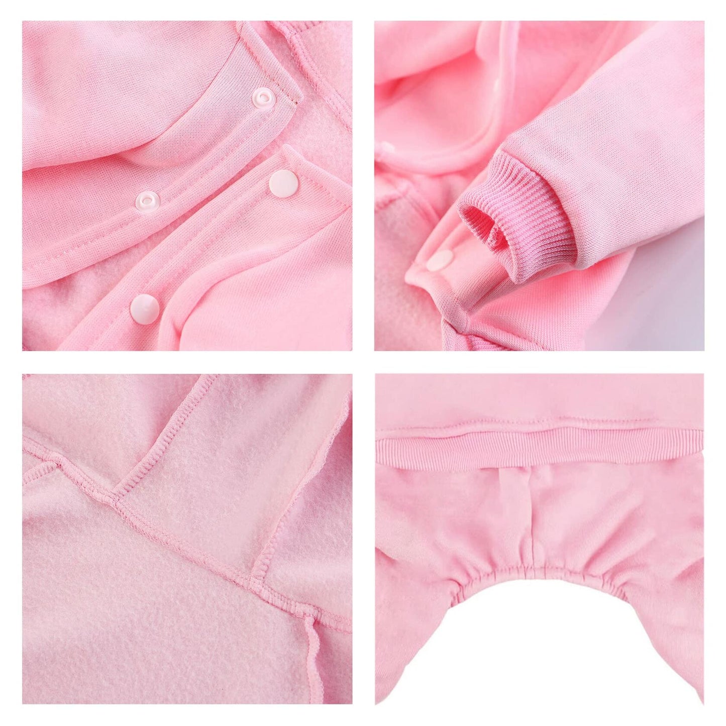 LifeWheel Pet Hoodie Fleece Jumpsuit Winter Warm Cotton Black + Pink Size S M L