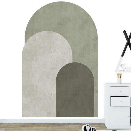 MotiMind Large Modern Arch Wall Decal Dusty Green Neutral Watercolor 63x35in