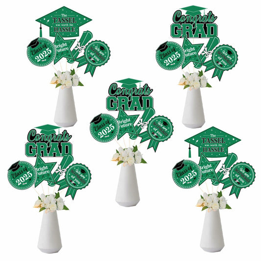 JOYMEMO Graduation Party Centerpiece Sticks 24pcs Teal Black 2025