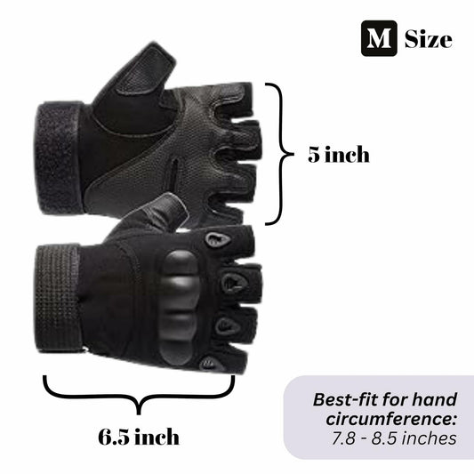 Boundless Performance Tactical Fingerless Knuckle Gloves Black