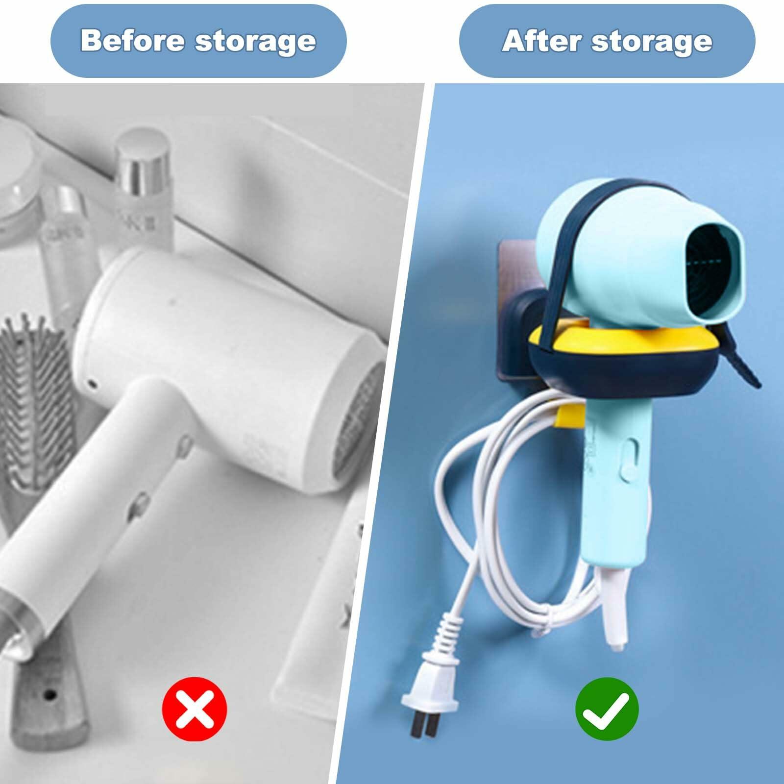 RAUWIZX Wall Mounted Hair Dryer Rack Adjustable 360° Rotating Holder