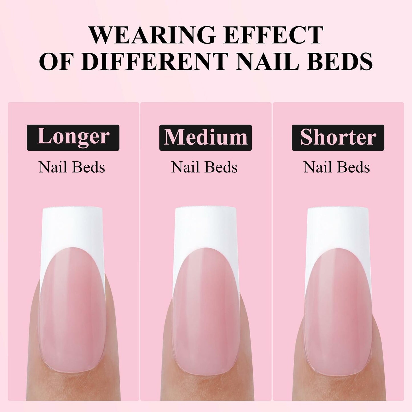 Jofay Fashion Press On Nails 320Pcs Pink Long Square White French Tip 16 Sizes