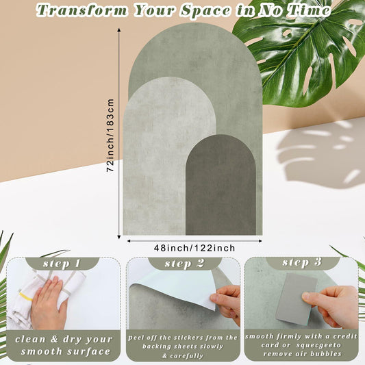 MotiMind Large Modern Arch Wall Decal Dusty Green Neutral Watercolor 63x35in