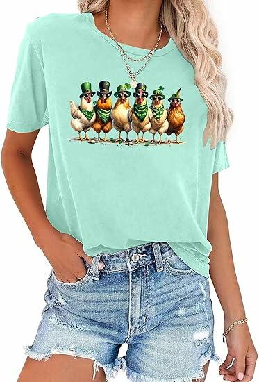 St. Patrick's Day Chickens Shirt Women Green Size 2XL