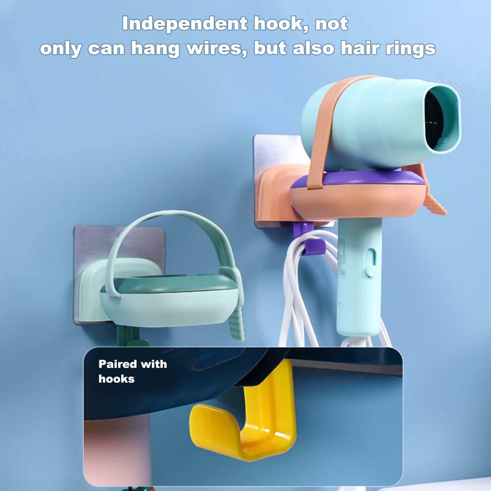 RAUWIZX Wall Mounted Hair Dryer Rack Adjustable 360° Rotating Holder