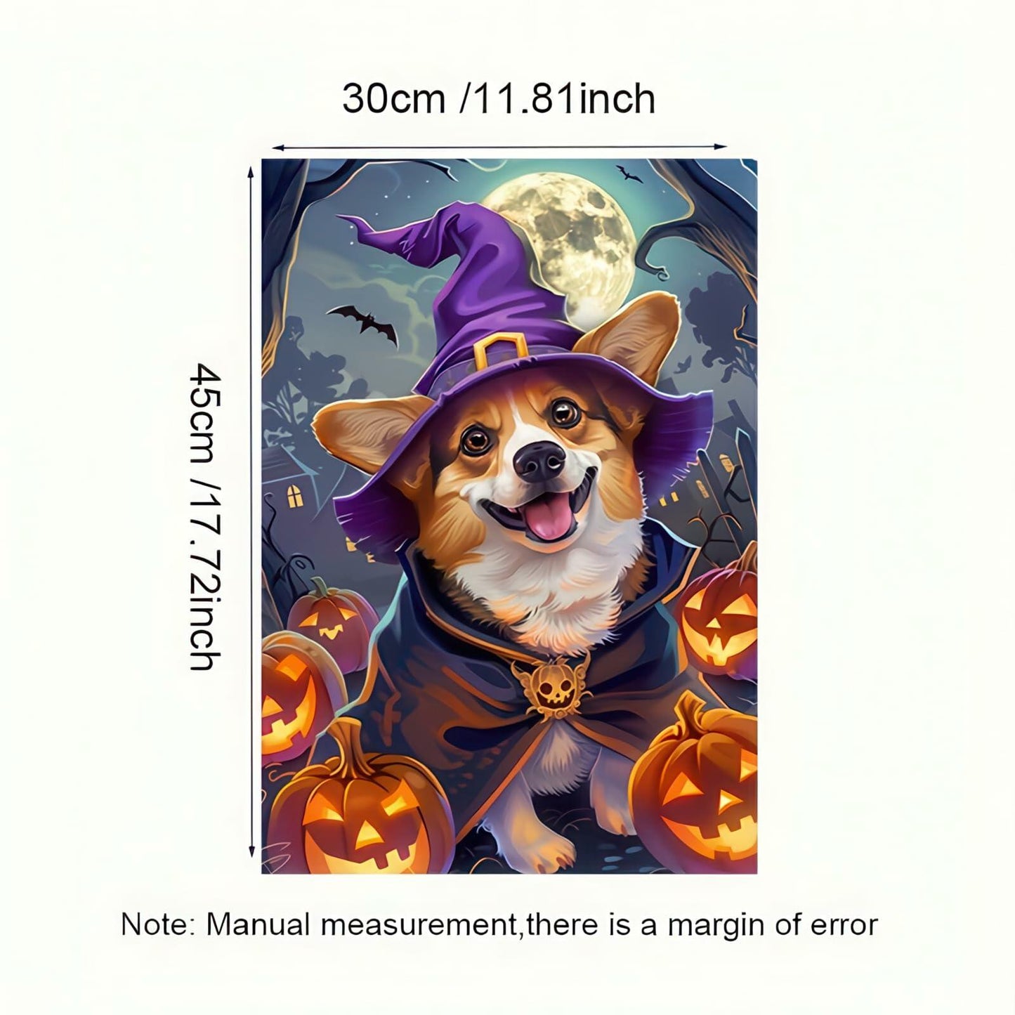 Happy Halloween Garden Flag Witch Hat Corgi Polyester 12x18 Inch Double Sided