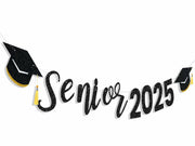 Oudain Glitter Senior 2025 Graduation Cap Banner Congrats Grad Blue